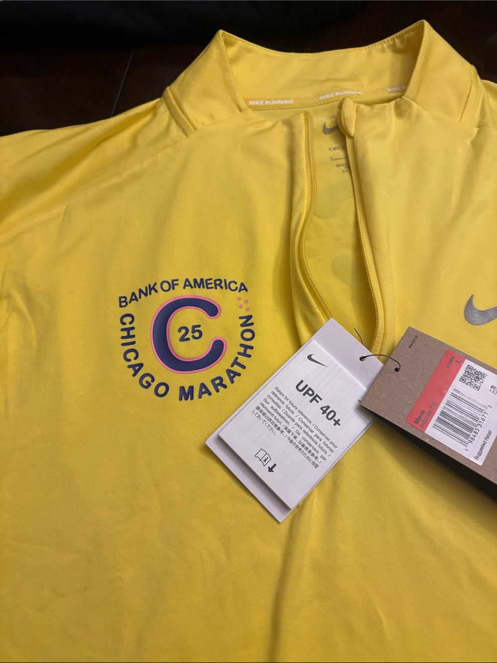 Nike Yellow Chicago Marathon 25 Zip-Up Running Top